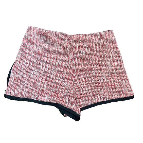 Maje Paris Tweed High Waist Red Black Trim Shorts Size 40 FR 8 US Chic Elegant - Picture 6 of 11